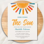 Budget Hier komt de Son Baby shower Invitation