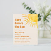 Budget Hier komt de Sun Baby shower Invitation (Staand voorkant)