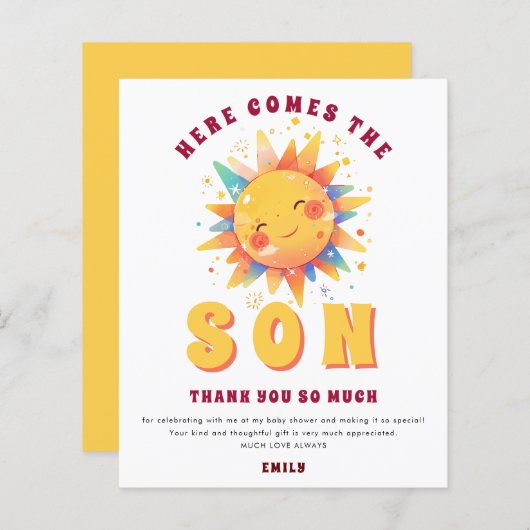 Budget hier komt de zoon Baby shower dank u (Voorkant / Achterkant)