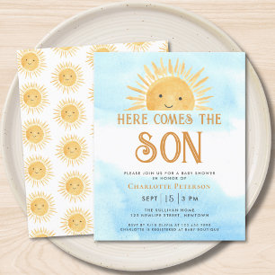 Budget Hier Komt De Zoon Baby Shower Uitnodiging