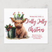 Budget Highland Cow Holly Jolly Carte photo de vac (Devant)