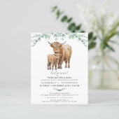 Budget Highland Koe Greenery Baby shower Invite (Staand voorkant)