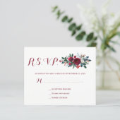 Budget hiver burgundy floral mariage rsvp carte (Debout devant)