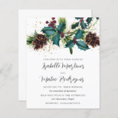 Budget Holly Berries Winter Wedding Invitation (Voorkant / Achterkant)