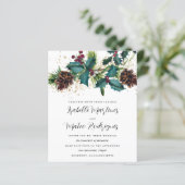 Budget Holly Berries Winter Wedding Invitation (Staand voorkant)
