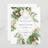 Budget Holly Pine Winter Wedding Invitation (Voorkant / Achterkant)