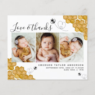 Budget Honey Bee Photo Baby Carte de remerciements