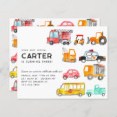 Budget Honk Piep Vroom Vervoer Kind Verjaardag (Voorkant / Achterkant)