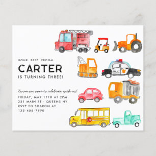 Budget Honk Piep Vroom Vervoer Kind Verjaardag Flyer