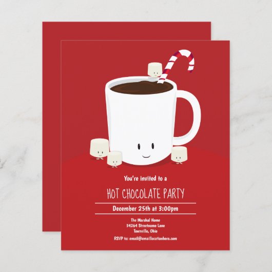 Budget Hot Chocolate-kerstfeestelijke uitnodiging (Voorkant / Achterkant)