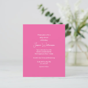 Budget Hot Pink Minimalistisch Baby shower Invitat