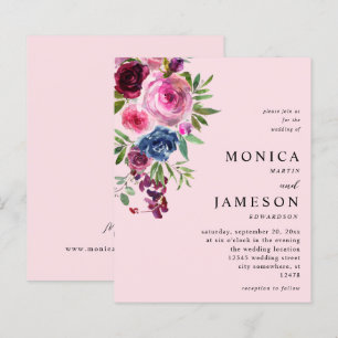 Budget Hot Pink & Navy Blue Bloemenbruiloft 3 Roze