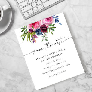 Budget Hot Pink & Navy Blue Opslaan van de datum V Flyer