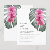 Budget Hot Pink Orchids op Monstera Tropical (Voorkant / Achterkant)