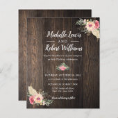 BUDGET  houtextuur Roze Floral bruiloft (Voorkant / Achterkant)