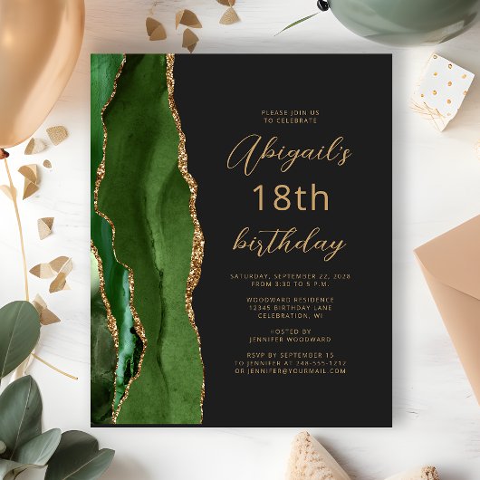 Budget Hunter Green Agate Script 18th Birthday