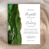 Budget Hunter Green Gold Agate Wedding Invitation