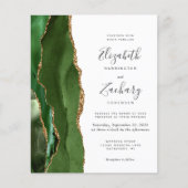 Budget Hunter Green Gold Agate Wedding Invitation (Voorkant)