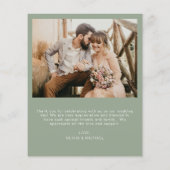 Budget Huwelijk Dank u Sage Groene Foto Kaarten (Achterkant)