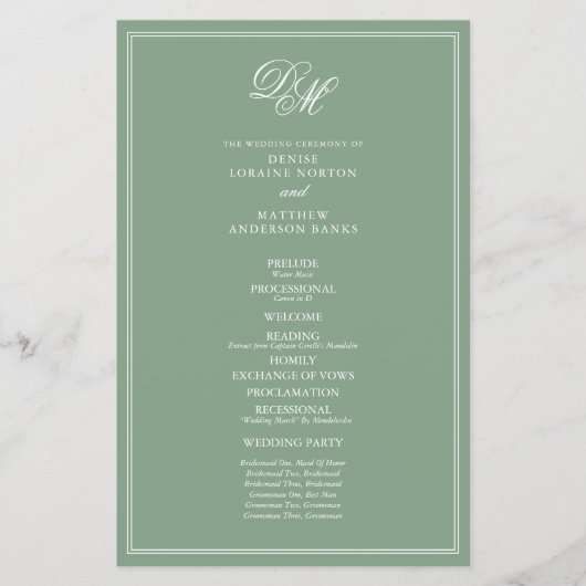 Budget Huwelijksset in Basil Green Programma  Flyer (Voorkant)