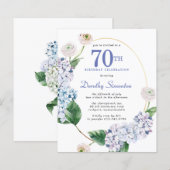 Budget Hydrangea Roos 70e Verjaardagsuitnodiging (Voorkant / Achterkant)