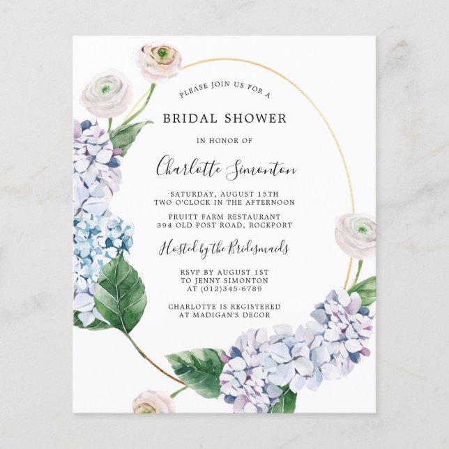 Budget Hydrangea Roos Bridal Shower (Voorkant)