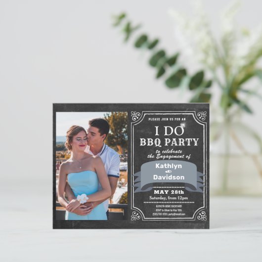 BUDGET I DO Verloving Photo BBQ Party Invitation (Staand voorkant)