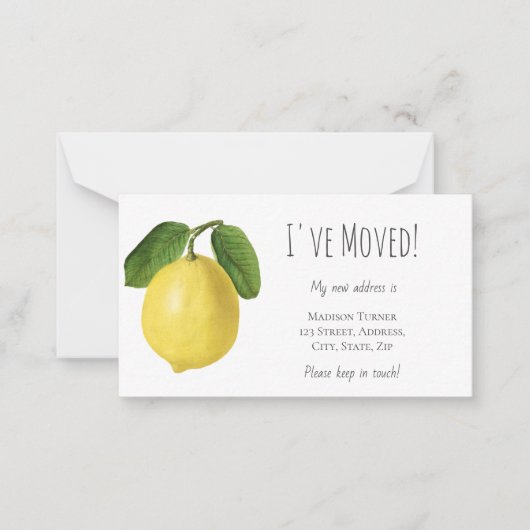 Budget Ik heb Lemon Announcement Kaart verplaatst Notitiekaartje (Voorkant)