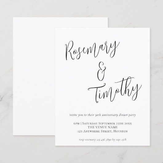 Budget Informal Script Wedding Jubileum Dinner (Voorkant / Achterkant)