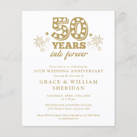 Budget Into Forever 50th Jubileum Invitation (Voorkant)