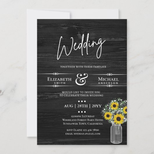 BUDGET Invitation de mariage rustique thème tourne (Devant)