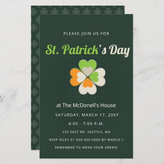 Budget Irish Flag St Patricks Day Invitation (Voorkant / Achterkant)