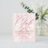 Budget its a girl pink bow baby shower invitation (Staand voorkant)