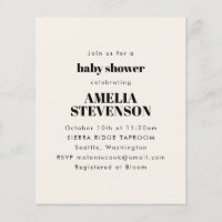 Budget ivoor minimalist baby shower uitnodiging