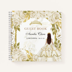 Budget Ivory White Floral Quinceañera Gastenboek Notitieboek