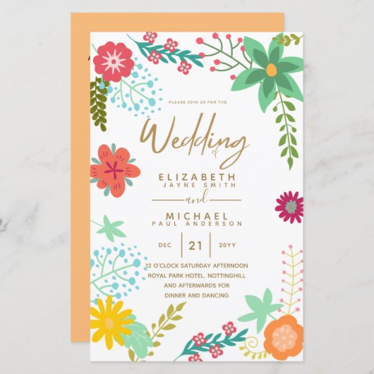 BUDGET Jardin moderne Feuilles Mariage Inviter A9 (Devant / Derrière)