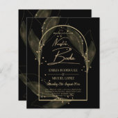 BUDGET Jet Black Gold Feuilles mariage INVITE (Devant / Derrière)