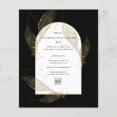 BUDGET Jet Black Gold Feuilles mariage INVITE (Dos)