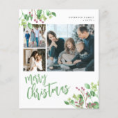 Budget Joyeux Noël 6 photos vert Carte de vacances (Devant)