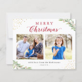 Budget Joyeux Noël Feuillage 2 Cartes photos (Devant)