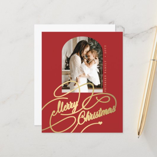 Budget Joyeux Noël photo élégante carte de vacance (Devant/Arrière en situation)