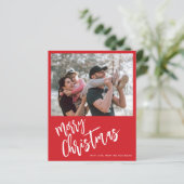 Budget Joyeux Noël photo rouge Carte de vacances (Debout devant)