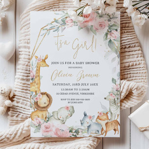 Budget Jungle Dier Bloemige Baby Shower Uitnodigin Notitiekaartje