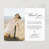 Budget kalligrafie bruiloft dank u fotokaart (Voorkant)