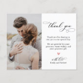 Budget kalligrafie bruiloft dank u fotokaart (Voorkant)