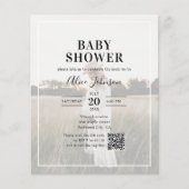 Budget Kalligrafie QR Code Foto Baby shower (Voorkant)