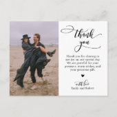 Budget kalligrafie script foto bruiloft dank u briefkaart (Voorkant)