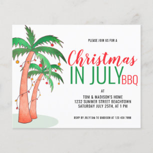 Budget Kerst in juli BBQ-feest uitnodiging