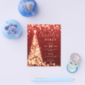 Budget Kerstboom Goud Rood Modern Party Invite Flyer (Enkel)