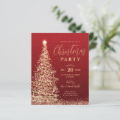 Budget kerstboomfeest Red Holiday Uitnodiging (Staand voorkant)